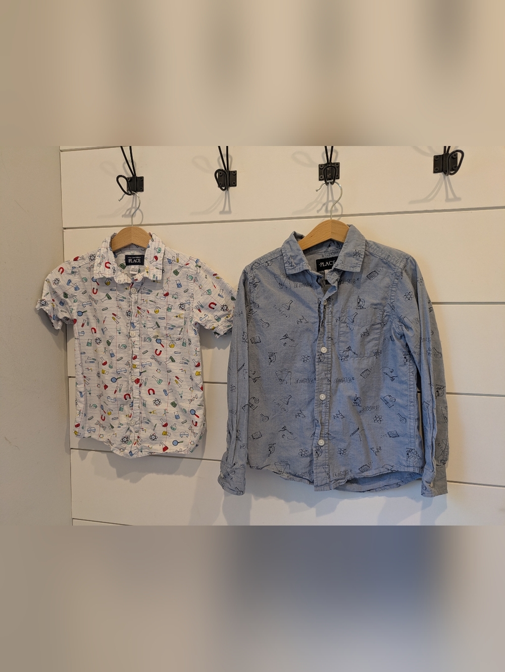 2 Children's Place Science Themed Button Down Shirts, size 5